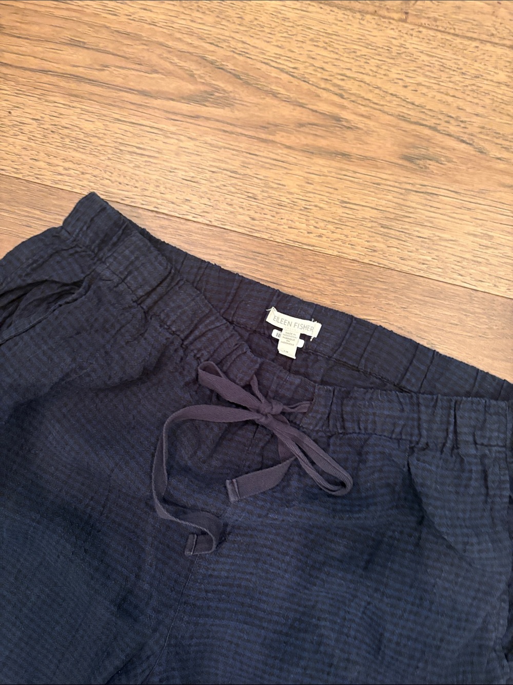 Eileen Fisher Dark Navy Drawstring Pull-On Pants